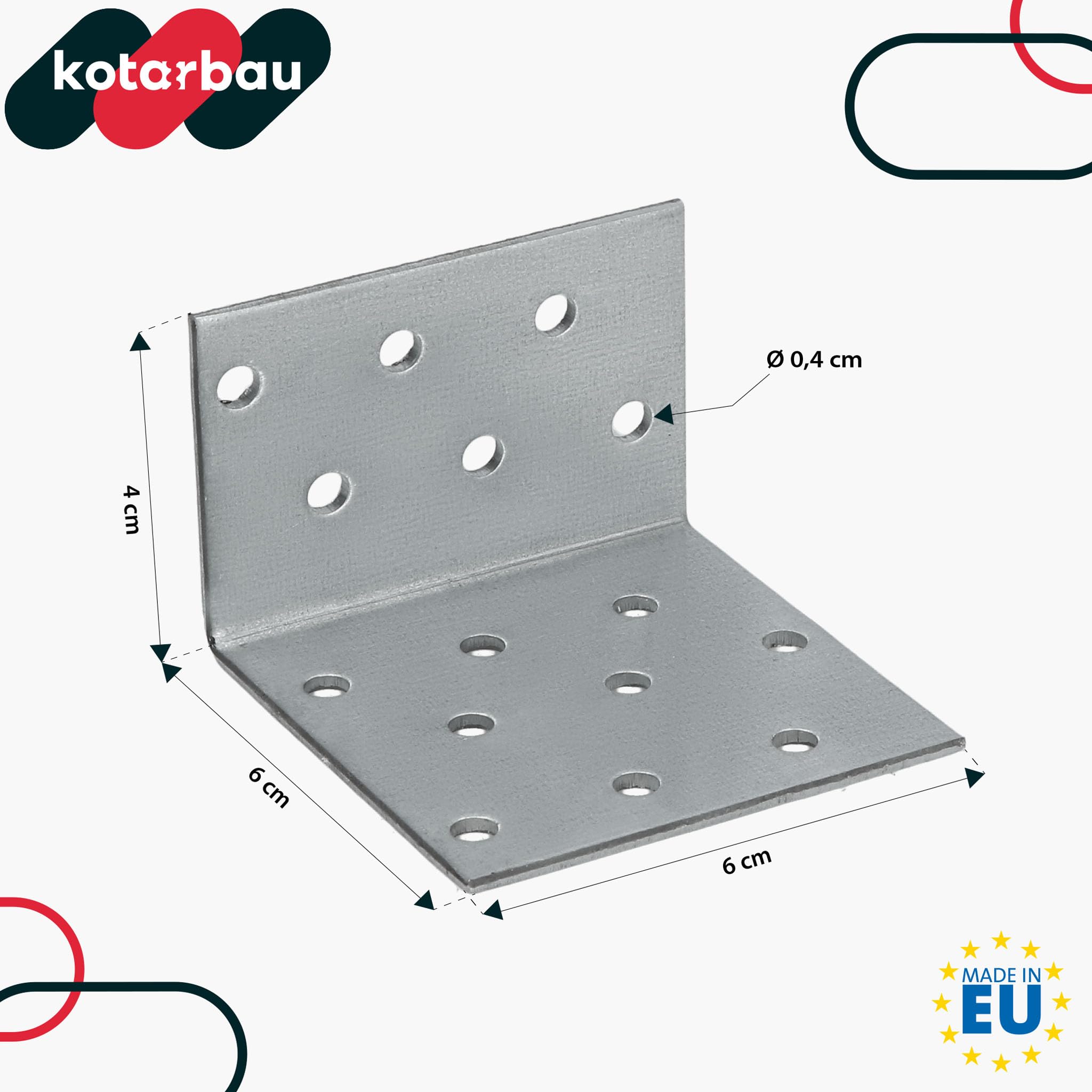 KOTARBAU Lot de 100 raccords d'angle - Équerre pour charges lourdes - 40 x 60 x 60 mm - Acier galvanisé - Équerre en acier - Stable - Durable - Connecteur de poutre - Argenté