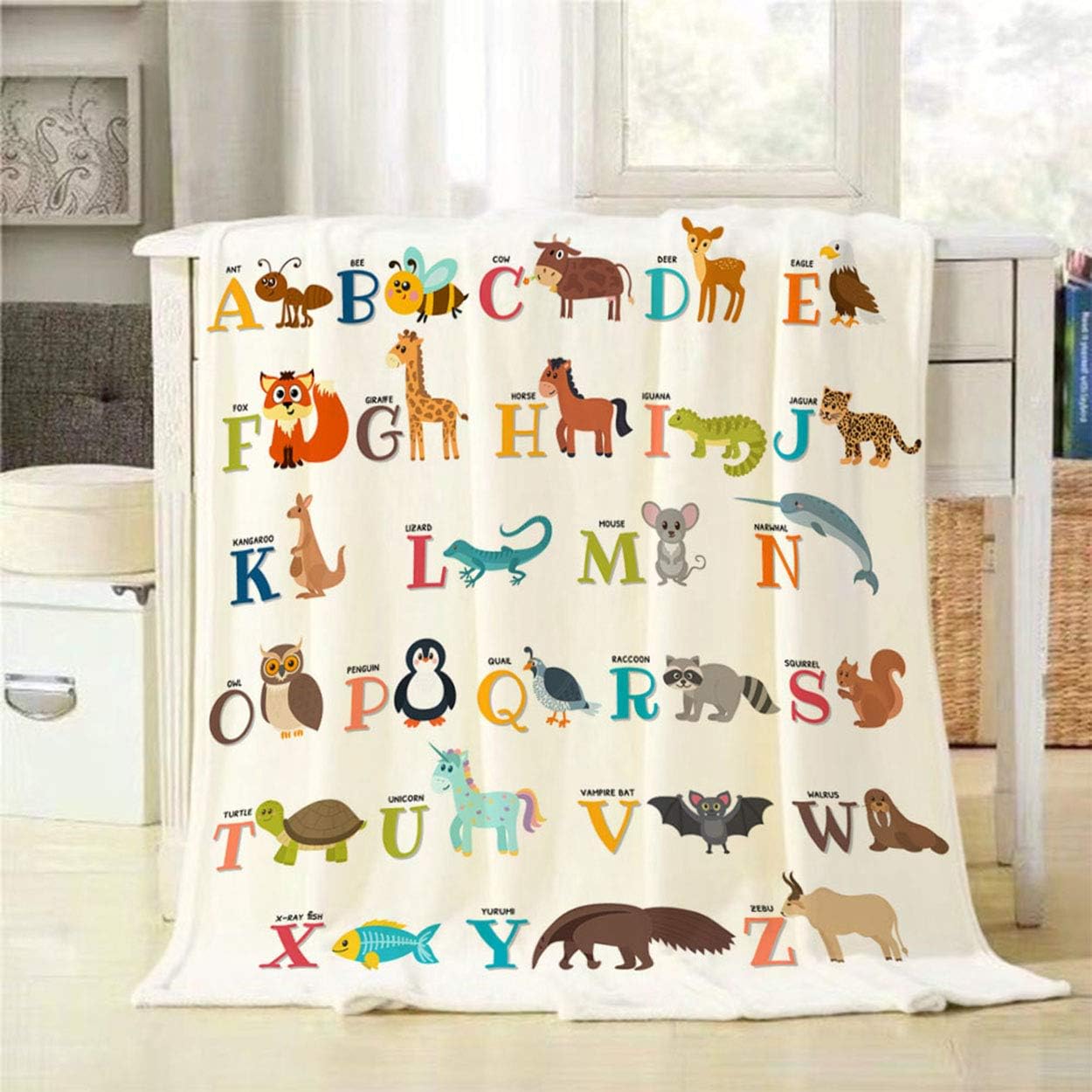 Mugod Zoo Alphabet Throw Blanket Cute Zoo Alphabet with