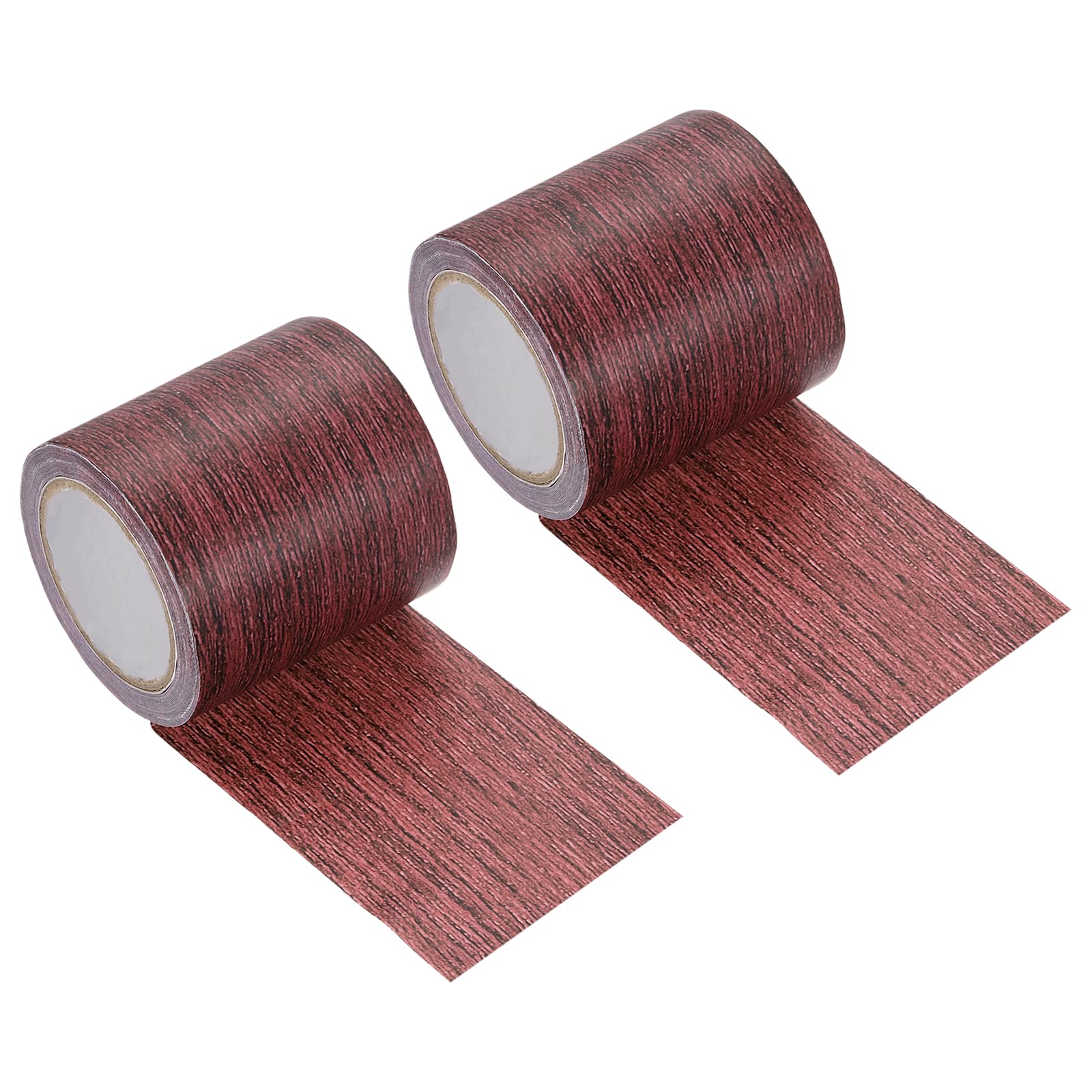 sourcing map 2 Pcs Wood Grain Repair Tape, 57mm x 4.57m Self Adhesive Wood Grain Colored Duct Tape Waterproof Repair Patch for Furniture Floor Scratch Fix, Baseboards, DIY Decor, Dark Mahogany