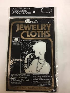 Polishing Jewelry Cloth - 100% Cotton Treated Buff to Polish and Clean Silver and Gold Jewelries | 2 Count of Tarnish Remover Wiping Towel to Restore Shine on Ring, Necklace, Watch | 1 Pack by Cadie