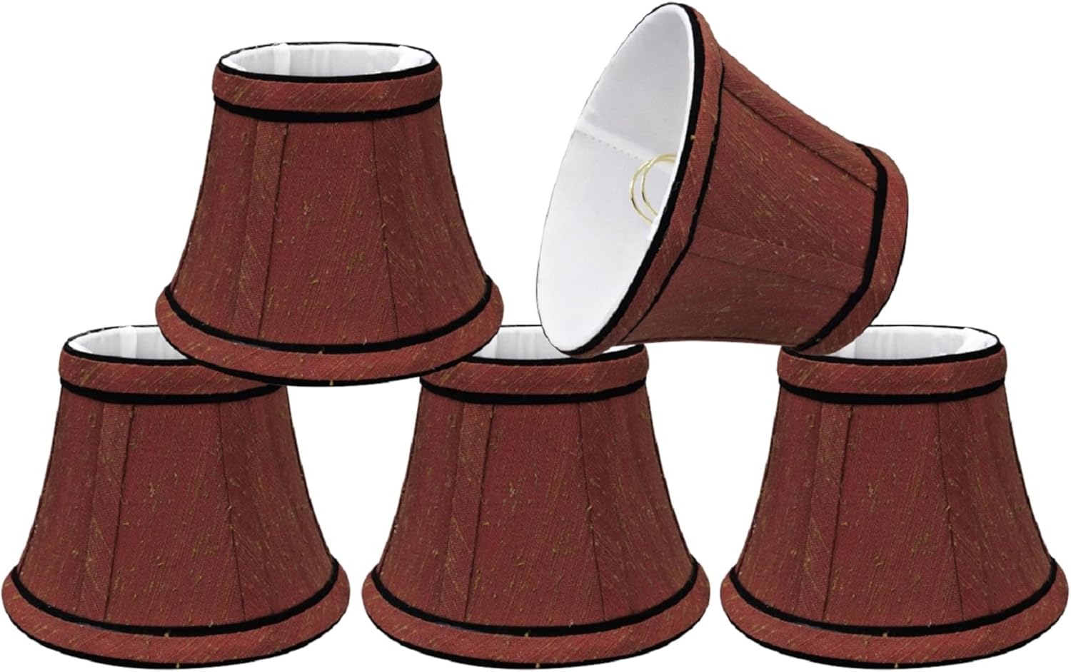 Aspen Creative 30001-5A, Bell Clip-On Chandelier Lamp Shade, Rust, 3" Top x 5" Bottom x 4" Slant Height, Set of 5