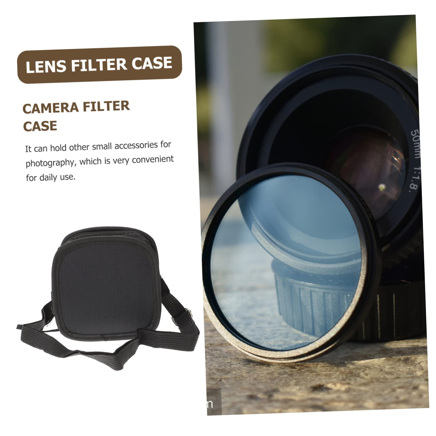 VILLCASE Detachable Strap Handle Slr Camera Filter Pouch Filter Storage Bag for Digital Camera