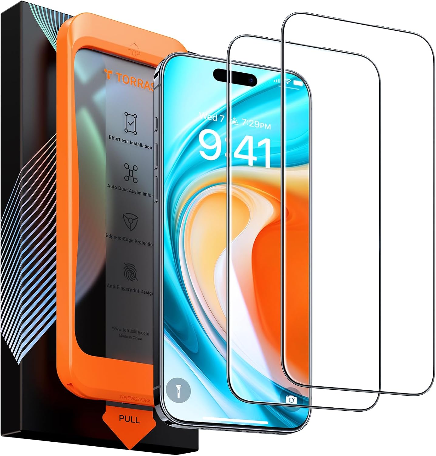 TORRAS Diamond Shield for iPhone 15 Pro Screen Protector [Military-Grade Protection] 9H+ Unbreakable Shatterproof Aerospace Tempered Glass Full Coverage InstaFit Bubble-Free, 2-Pack iPhone 15 Pro?6.1 inch?