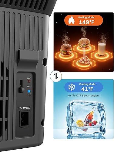 Miniatura 4 de Upstreman Enfriador eléctrico portátil de 12 cuartos de galón, enfriador termoeléctrico y calentador con correa para el hombro, adaptador de coche