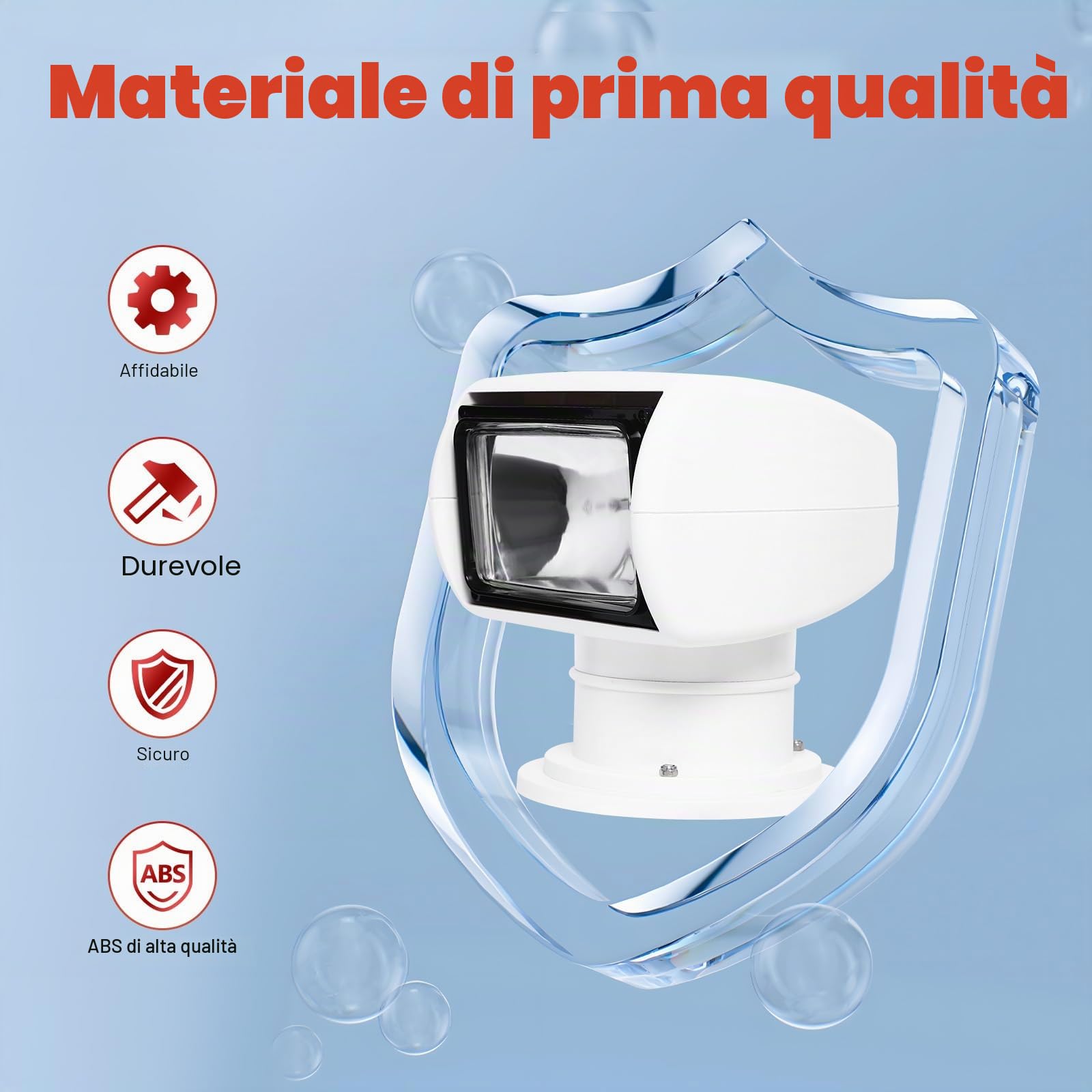 MINRS Faro per barche, faro di ricerca per barche, faro marino, telecomando Xenon marino DC 12V 100W, telecomando rotante 360 gradi, luce di lavoro IP66 impermeabile per yacht, guardia costiera