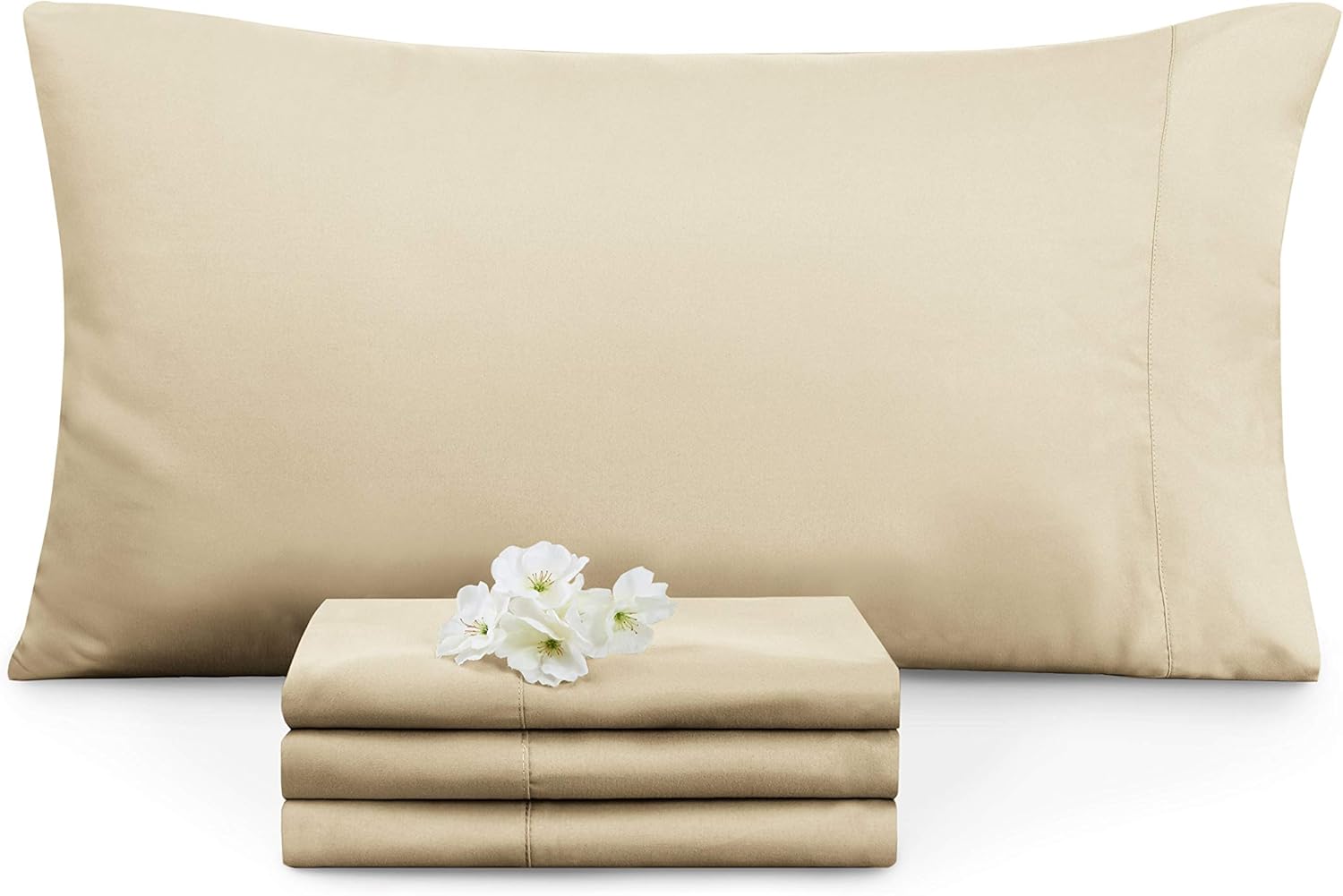 Empyrean Bedding Pillow Cases Standard Size - Soft Pillow Cases Queen - Pillow Cases Standard Size Set of 8 - Queen Pillow Cases Set of 8 - Queen Pillowcases Standard Size - Cream Beige