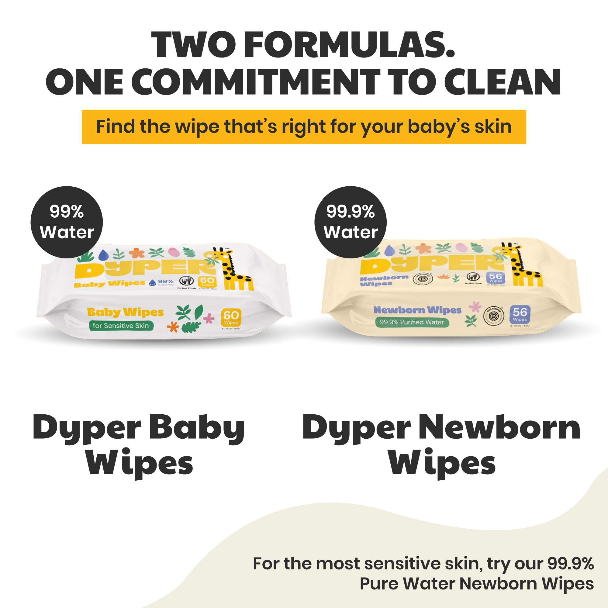 DYPER Toallitas a base de plantas para niños pequeños y bebés, mezcla de viscosa y lyocel, hipoalergénicas para pieles sensibles, sin perfume, 99% toallitas a base de agua para cara y manos, 720