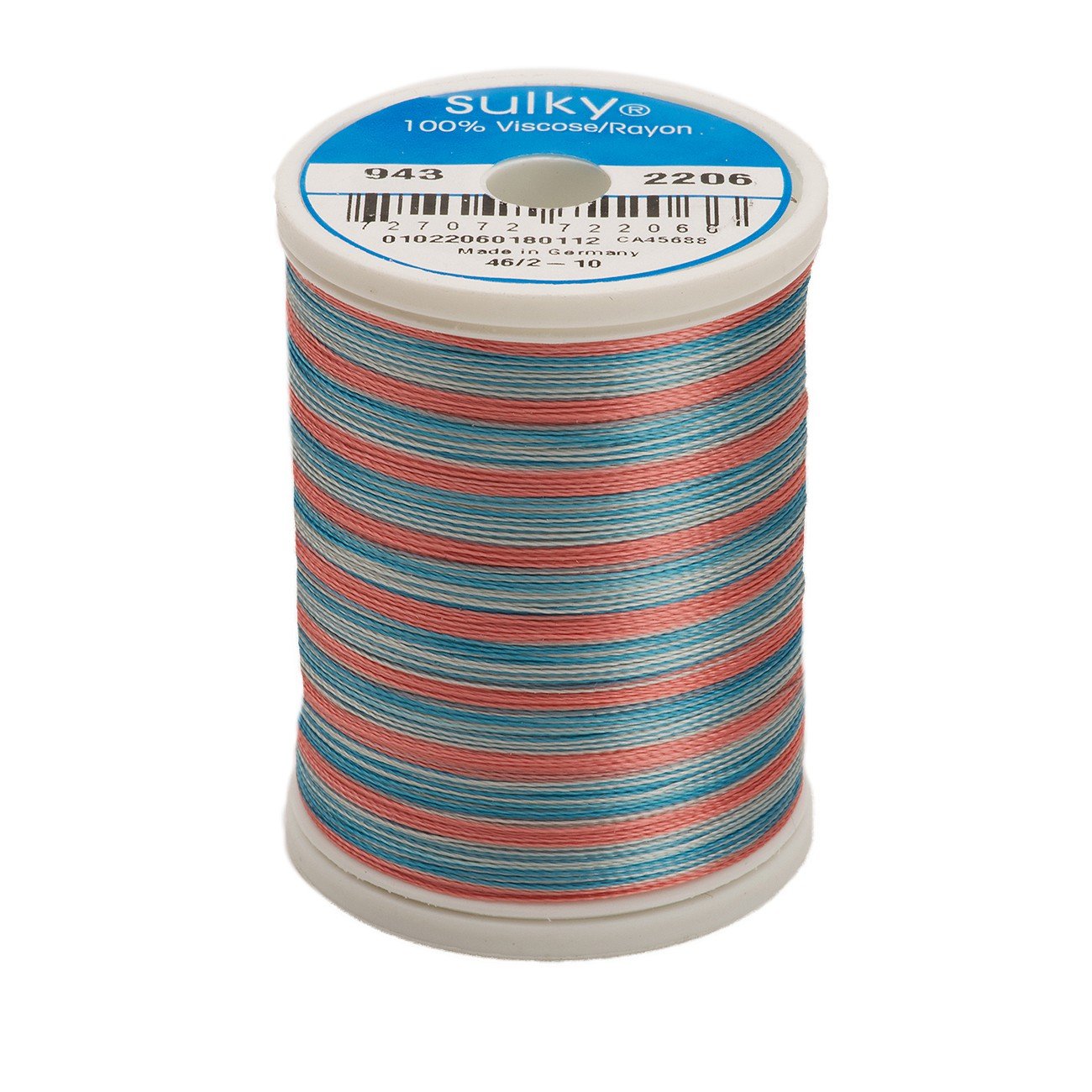 Fil rayonne Sulky 40 turquoise corail argent anti-casse pour broderie 850m