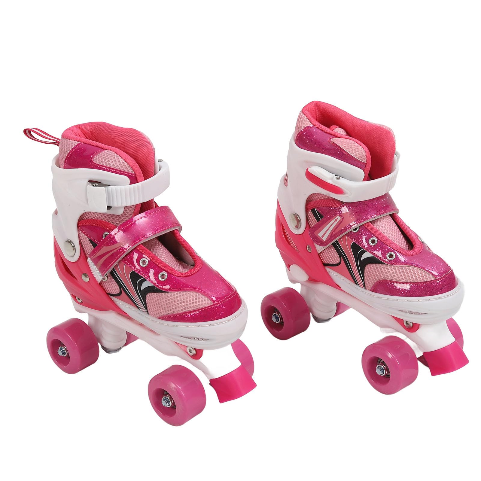 Kids Roller Skates PVC Mesh Four Wheel Roller Skates Stable Support Soft Interior Lining for Boys Girls (Pink)