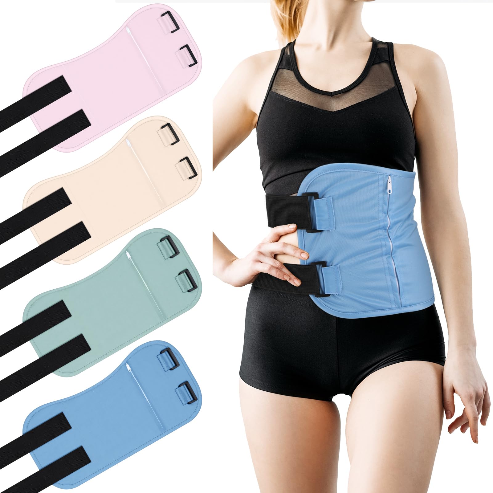 Kigeli 4 Pcs Reusable Castor Oil Pack Wrap, Reusable Castor Oil Pack, Comfort Castor Oil Pack Fit and Compress with Storage Bag, Castor Oil Pack (Light Blue, Light Pink, Apple Green, Yellow)