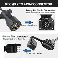 Vista 3 de MECMO - Arnés de cableado enrollado de adaptador de remolque de 7 vías a 4 vías planas de 5 pies, cable con funda de extensión de remolque de 7