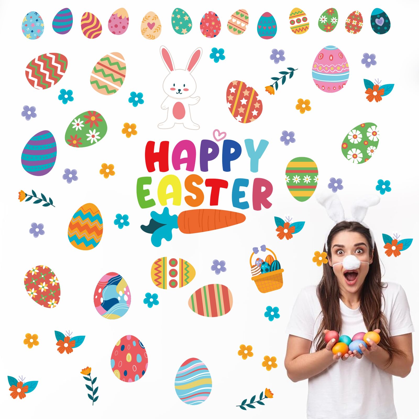 PLIGREAT 3 Sheets Easter Egg Wall Decor Sticker - Image 4
