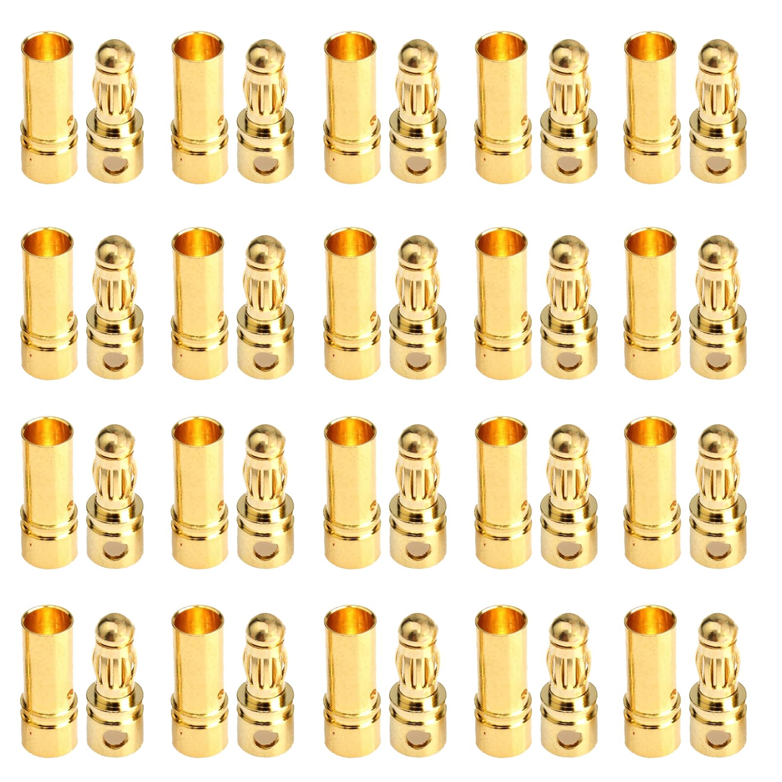 20 Paires Connecteur de Balle de Fiche Banane Mâle Femelle Prise 3.5mm Plaqué Or pour Batterie Moteur Lipo ESC