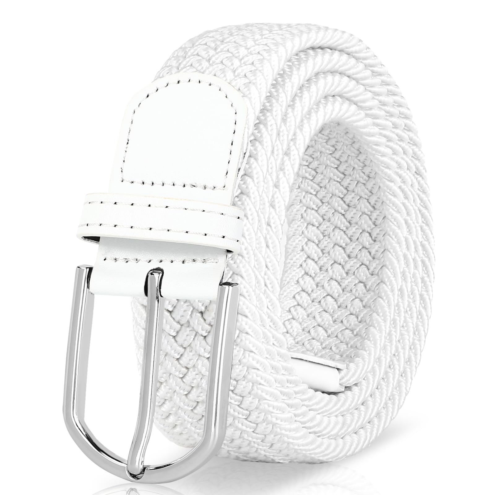 Mens Genuine Leather Belt Casual Formal Jeans Belts for Men Alloy Prong Buckle by JASGOOD 08-white M:Fit Waist Size 29