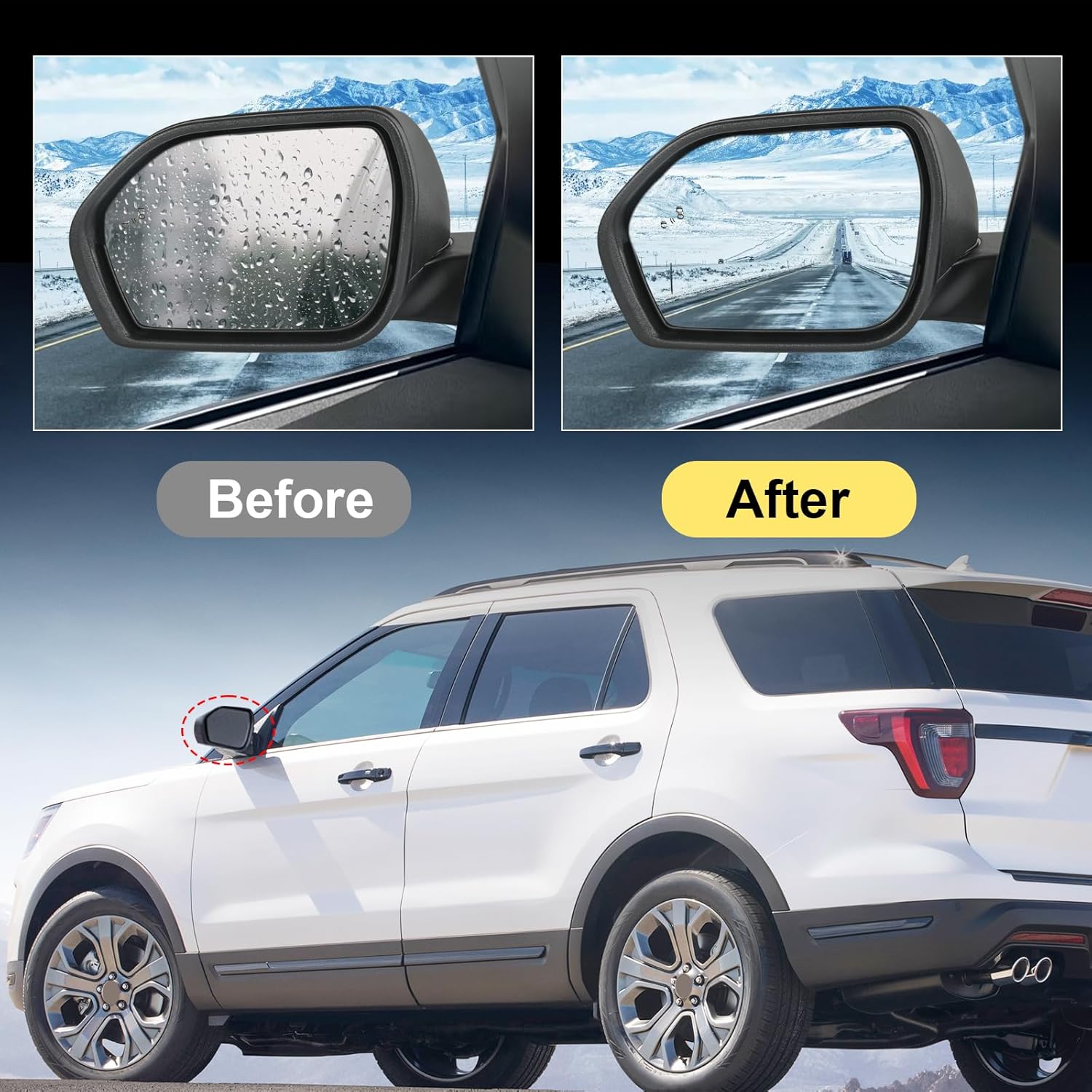 Door Mirror Left Driver Side Replacement For Ford Explorer 2020-2025, Replace ‎‎LB5Z17683BA, FO1320674 Heated Blind Spot Puddle Lights Black 8Pins