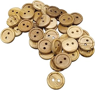 Olive Wood Buttons - 2 Holes / 5 Sizes - (12, 15, 18, 20 y 25 mm) - Manufactured in Europe (12 mm)