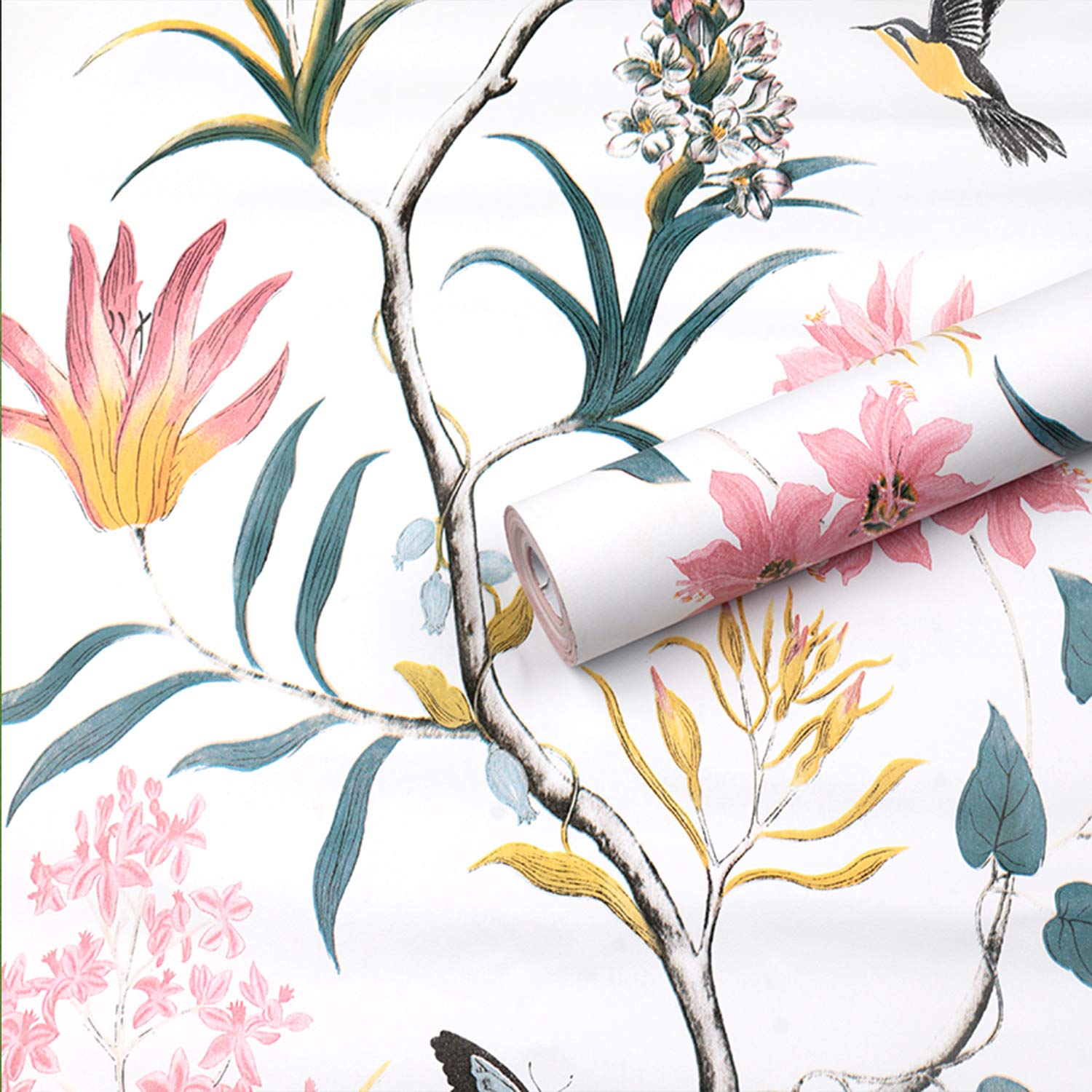 Floral Birds Peel and Stick Wallpaper Multicolor Vintage Flower Bird Tree Butterfly Removable Self Adhesive Contact Paper for Home Decor Kids 45 x 500 cm (17.71 x 196.85 in). (B0CBXN9HZM) Amazon Price History, Amazon Price Tracker