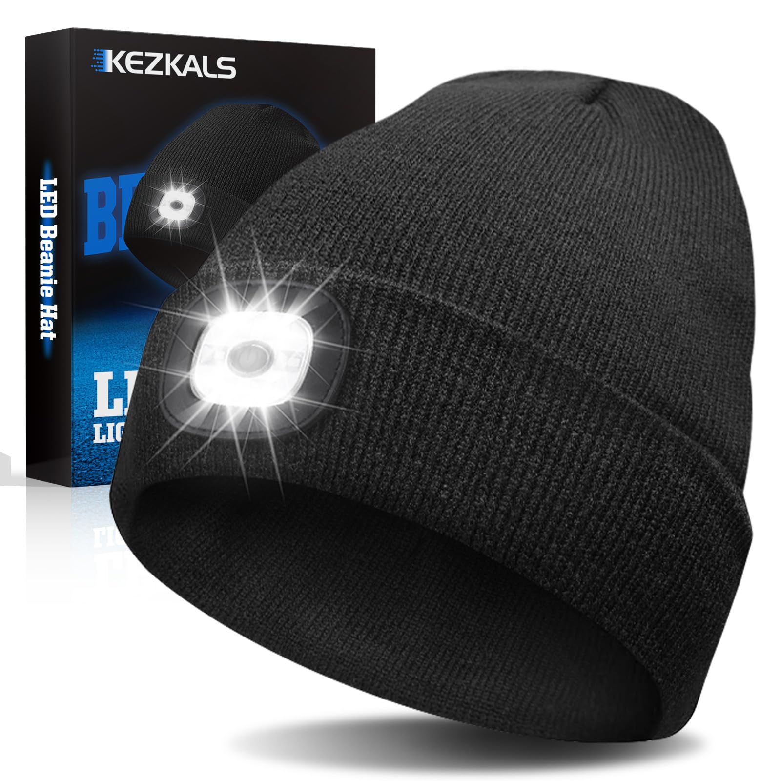 KEZKALS Geschenke für Männer/Frauen, Mütze mit LED Licht, Vatertagsgeschenk für Papa, Wiederaufladba LED Mütze Herren Damen, Geburtstagsgeschenk Lustige Männer Papa