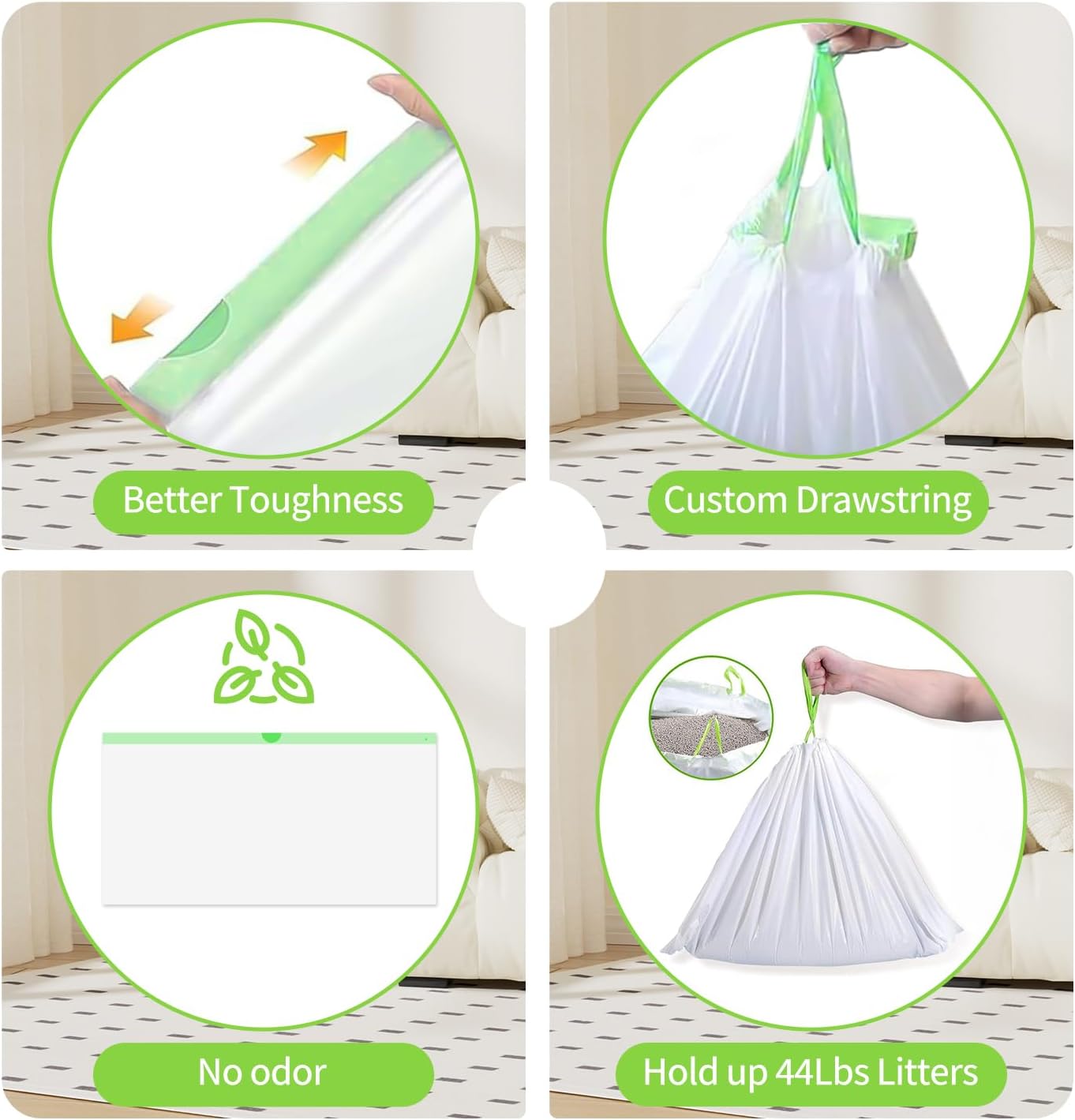 36 Count Jumbo Cat litter Box Liners, 36" x 19" Easy Clean Up Thick Large Kitty Litter Liner XL, Extra Large Heavy Duty Litter Pan Liner Bags with Drawstring for Pet Cat Litter Tray
