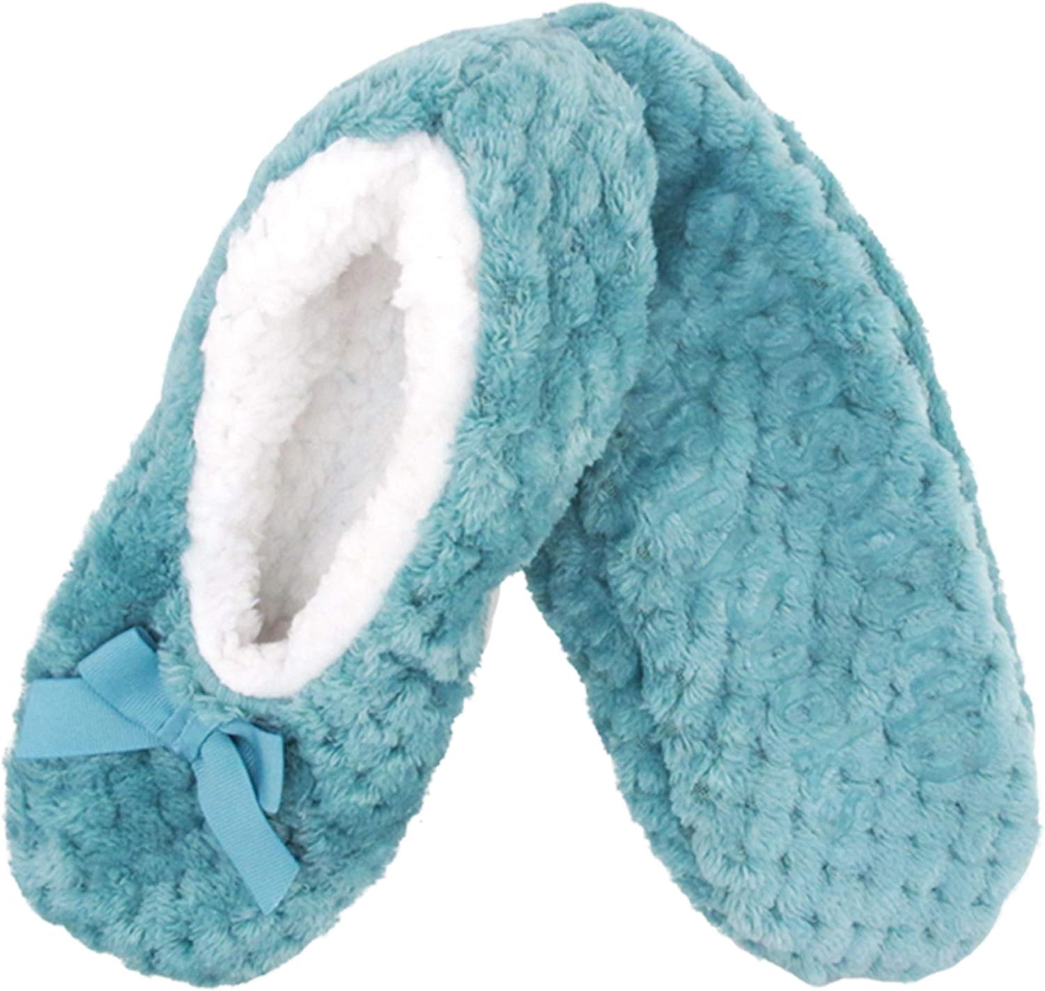 BambooMN Adult Soft Touch Tufted Non-Slip Slip-On Lined Indoor Travel Cozy House Slippers