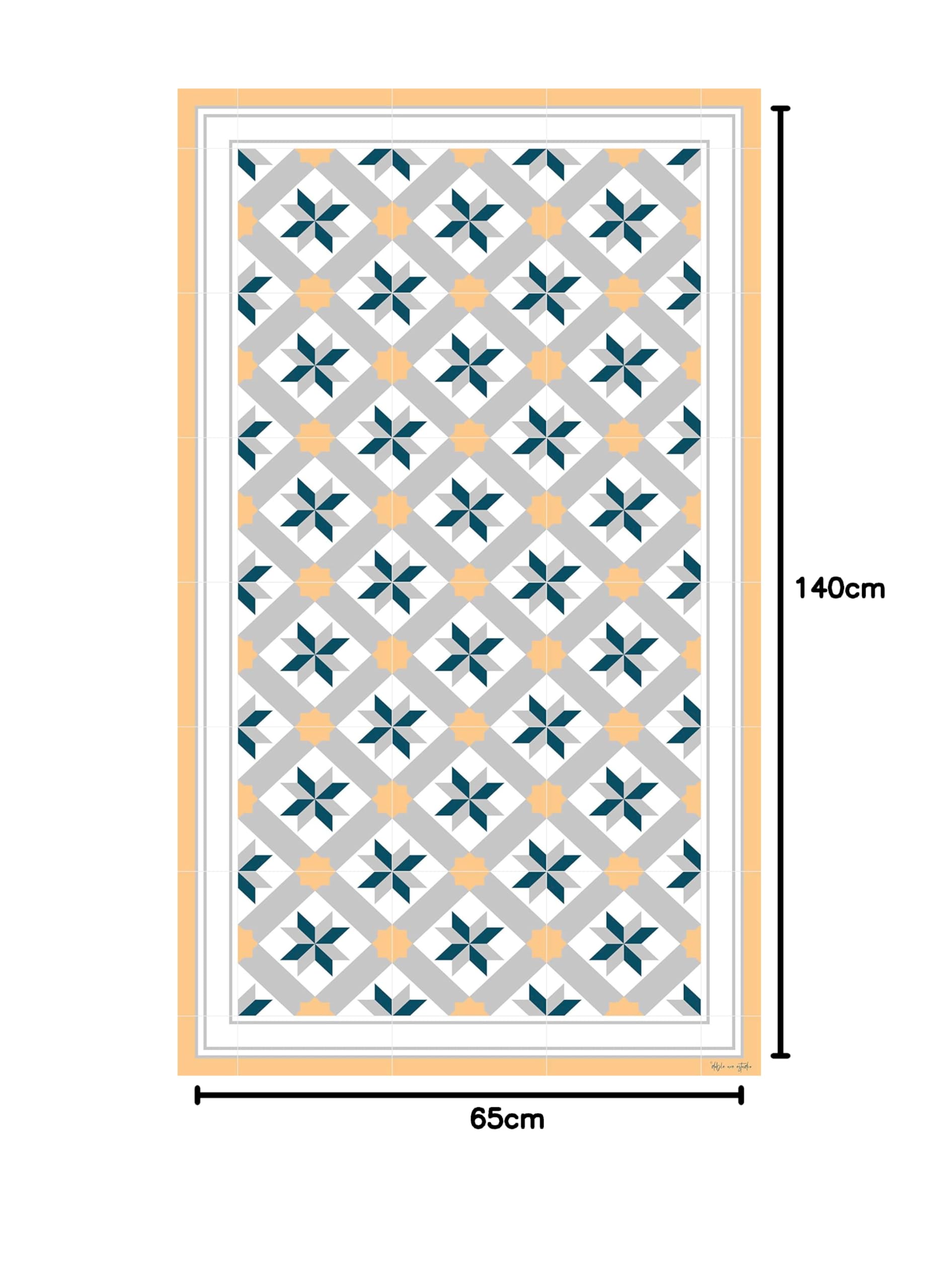 DobleUve Estudio Alfombra Vinílica Hidráulica 23 | Color Amarillo | 65x140 cm | Alfombra Cocina Lavable Antideslizante | Alfombra Vinilica | Suelo Vinílico | Alfombra Vinilo Salón
