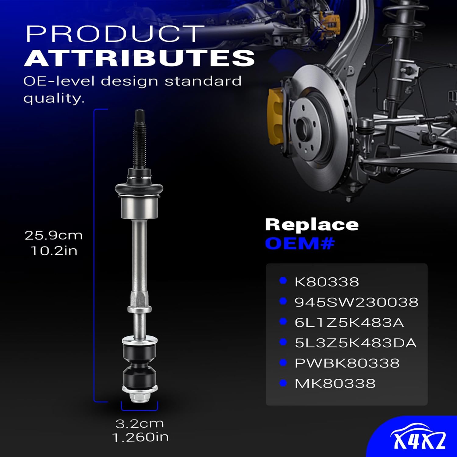 Zinc-Nickel Alloy Front Stabilizer Sway Bar End Link End Kit for 2005-2008 Ford F-150 4WD 2006-2008 Lincoln Mark LT 4WD K80338