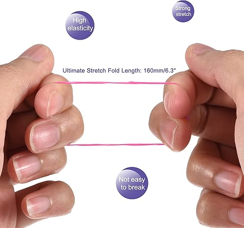 Miniatura 4 de MECCANIXITY Banda de goma elástica rosa de 0.5 pulgadas de diámetro con clips en S para oficina en casa, paquete de 600
