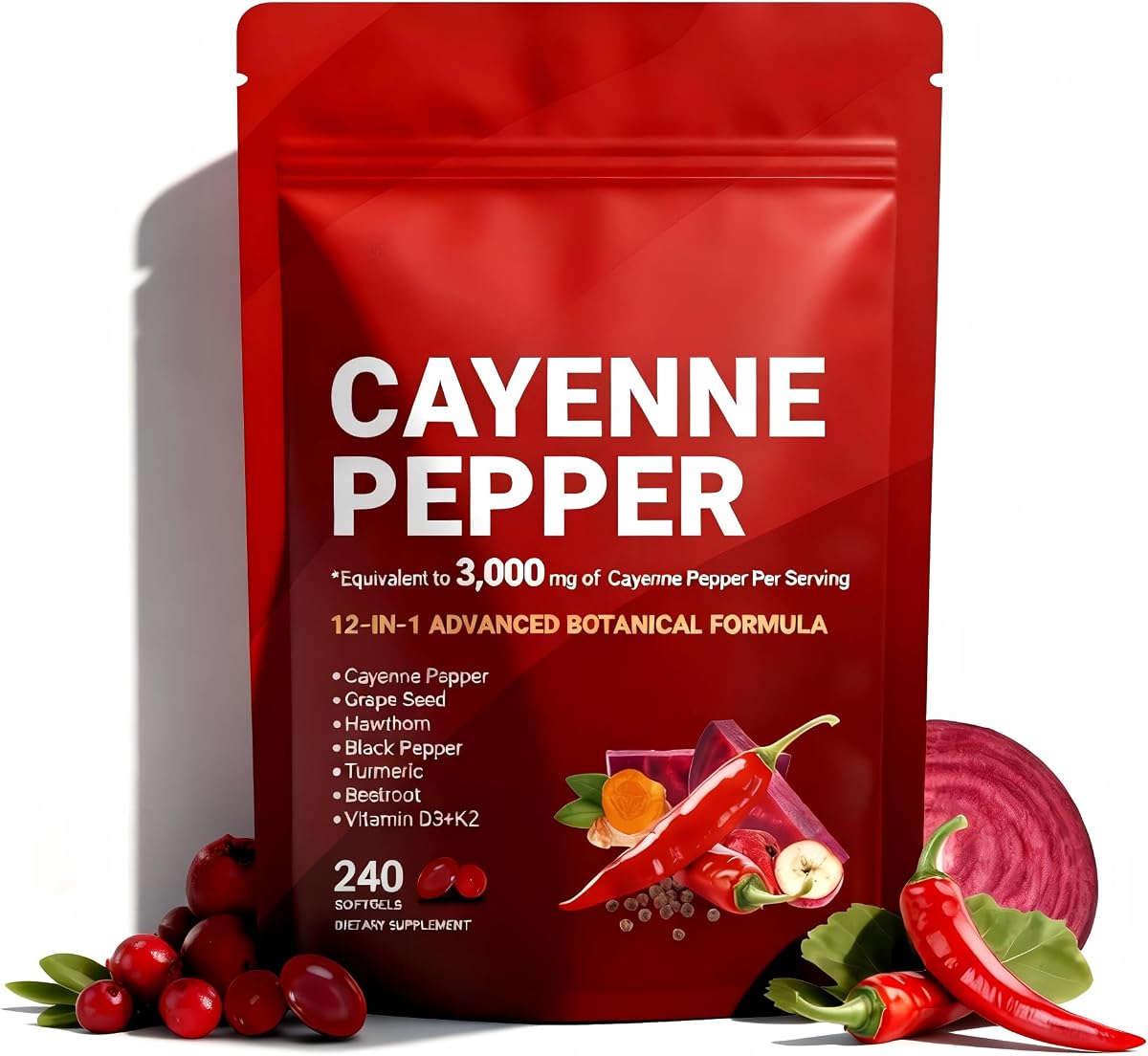 Cayenne Pepper Capsules | | 1 Bag / 240 pc （Resealable Package）