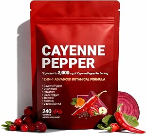 Cayenne Pepper Capsules | | 1 Bag / 240 pc （Resealable Package）