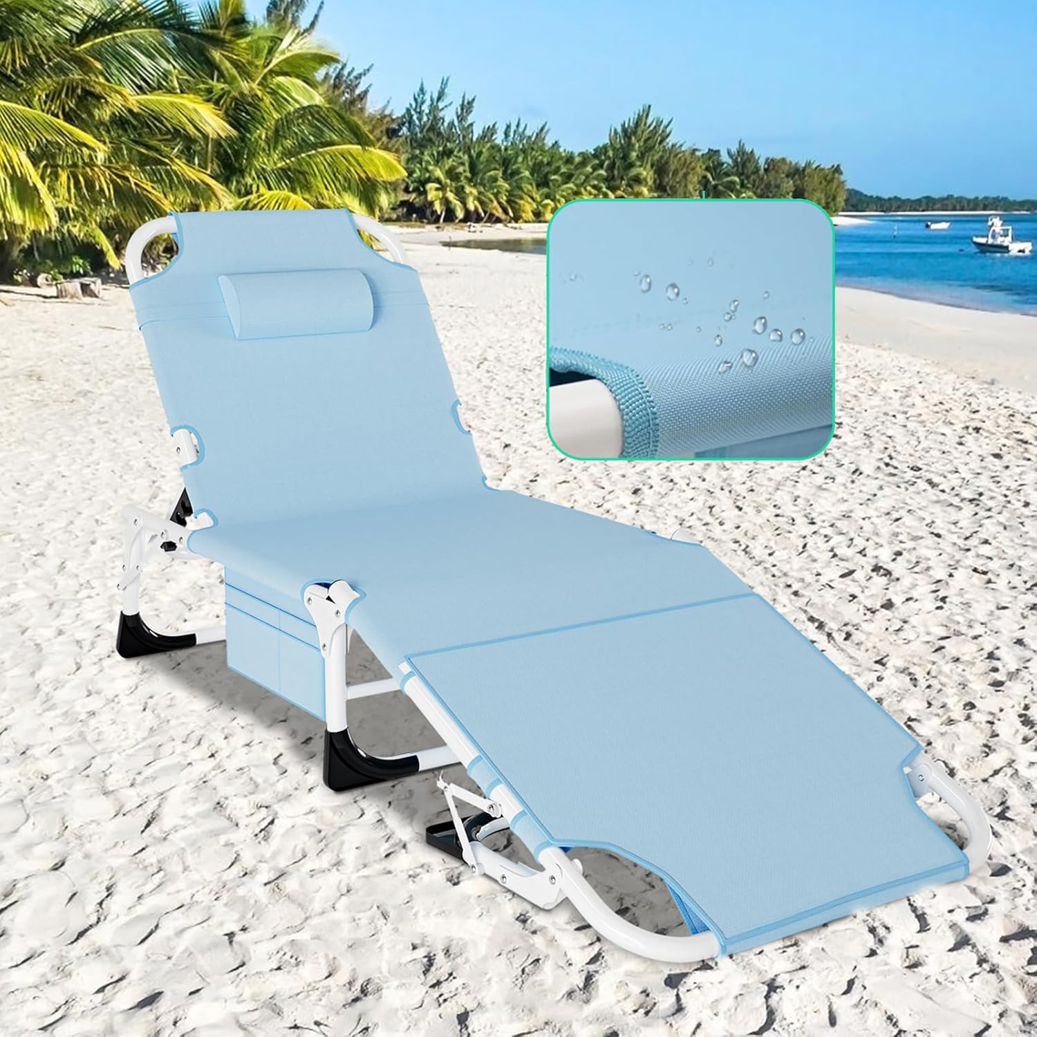 LILYPELLE Tanning Chair with Face Hole, Heavy Duty Outside Lounge Chairs with Mattress, Folding Outdoor Face Down Tanning Chair Arm Hole for Beach Poolside Patio Sunbathing Lawn Camping