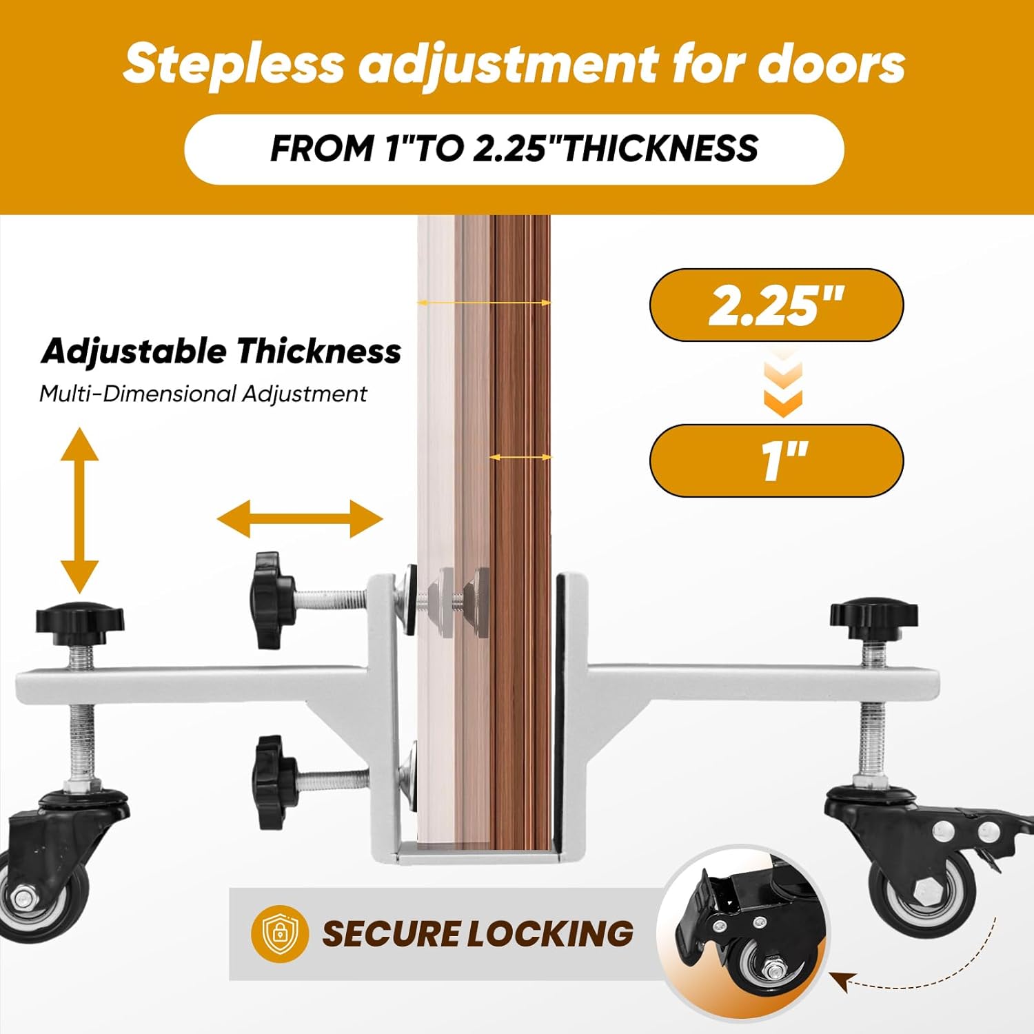 Saker Door Installation Kit with Dolly, 300LB Heavy Duty Adjustable Door Panel Tool Set, 360° Wheels & Anti-Slip Mat for DIY/Professional Use (Silver)