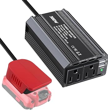 300W Power Inverter for Craftsman 20V Battery DC 20V to AC 110V 120V Battery Inverter Portable Power Station Generator with 2 AC Outlet & 2 USB Ports for Car