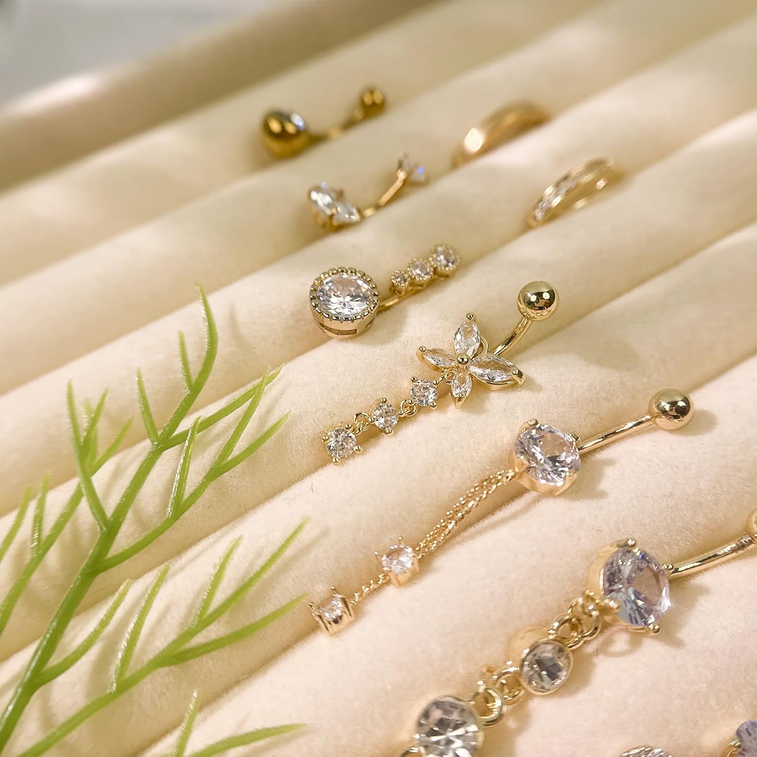 11PCS Belly Button Ring Gold Silver Belly Button Piercing Jewelry Dangle Navel Ring Surgical Steel Cute Hypoallergenic Belly Piercing Rings for Women - Image 6