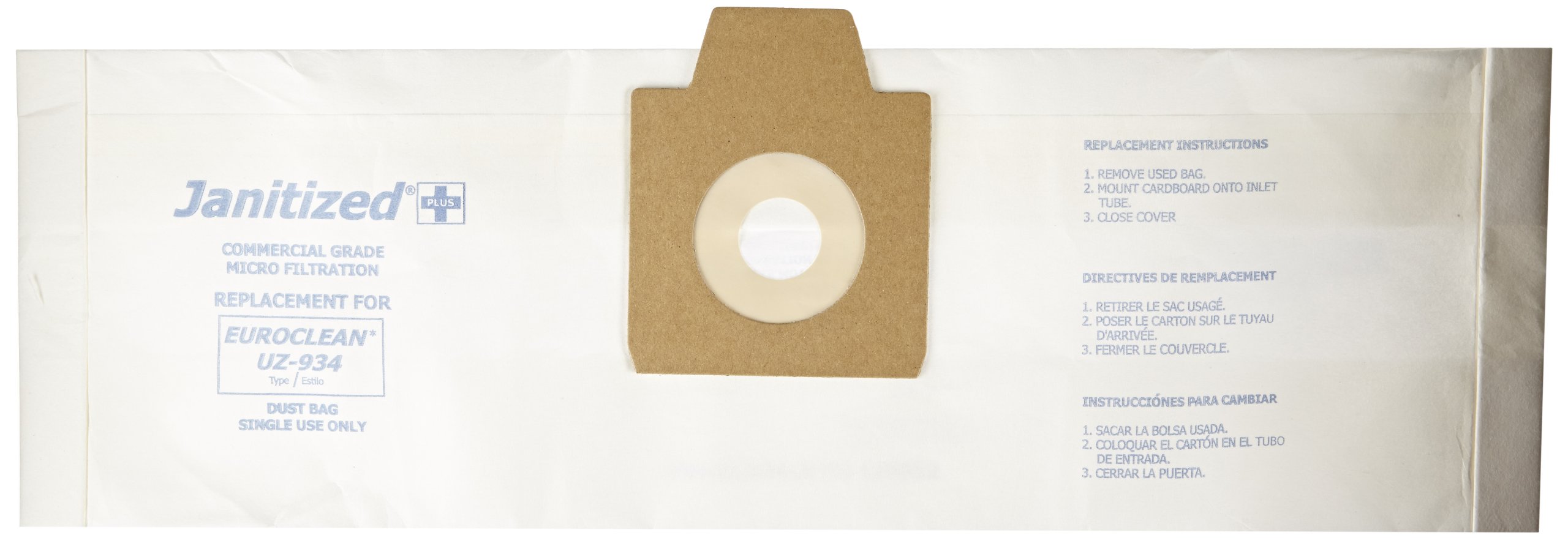 JanitizedJAN-EC934-2(10) Premium Replacement Commercial Vacuum Paper Bag for Euroclean UZ934 & UZ932 Canister Vacuum Cleaners (10-10 Packs)