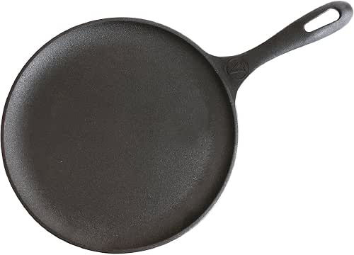 Victoria 10.5-Inch Cast Iron Comal Griddle Pan with a Long
