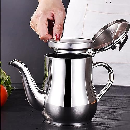 Miniatura 8 de Olla de filtro de aceite de acero inoxidable, recipiente de grasa de cocina de 243248 onzas, recipiente de grasa de tocino con tapa de filtro de