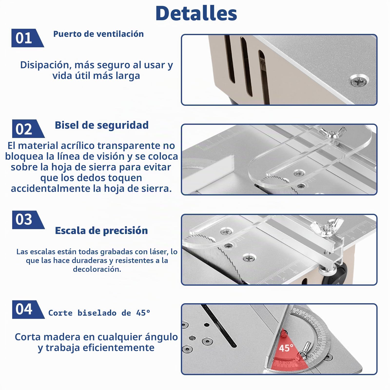Mini Sierra Circular de Mesa, Sierra de Precisión Máquina Cortadora Pequeña, con 4 Hojas de Sierra, 7 Niveles de Velocidad, Mini Sierra de Mesa Multifuncional, para Bricolaje, Madera, Modelismo