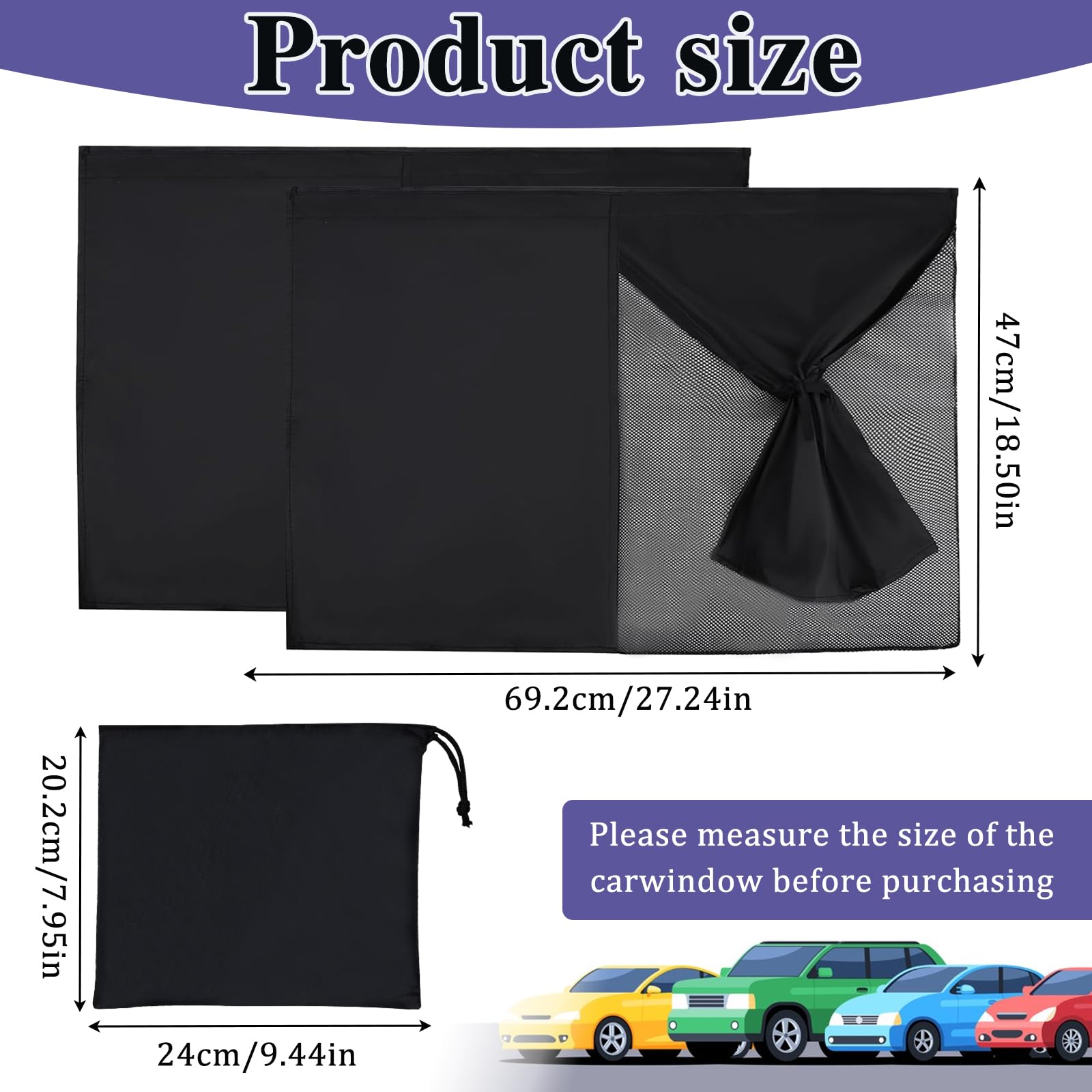 Tendine Parasole Auto Bambini Magnetiche con Protezione UV Bloccare Raggi UV e Calore, 2 Pezzi