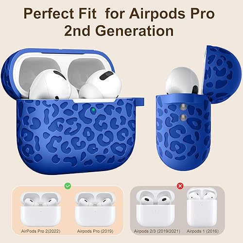 Vista 110 de Funda para Airpods de 2ª y 1ª, silicona suave, leopardo, compatible con Apple AirPods de 2ª/1ª generación de carga con llavero, a prueba de golpes