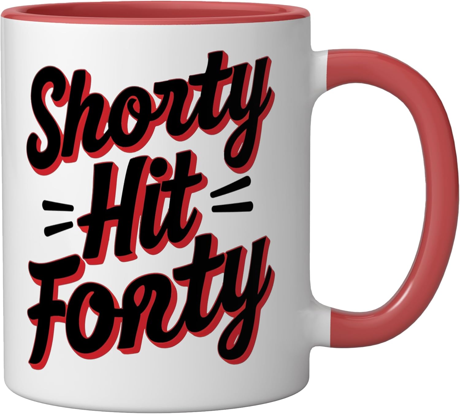 Shorty Hit Forty Ceramic Mug, Red/White - Image 2