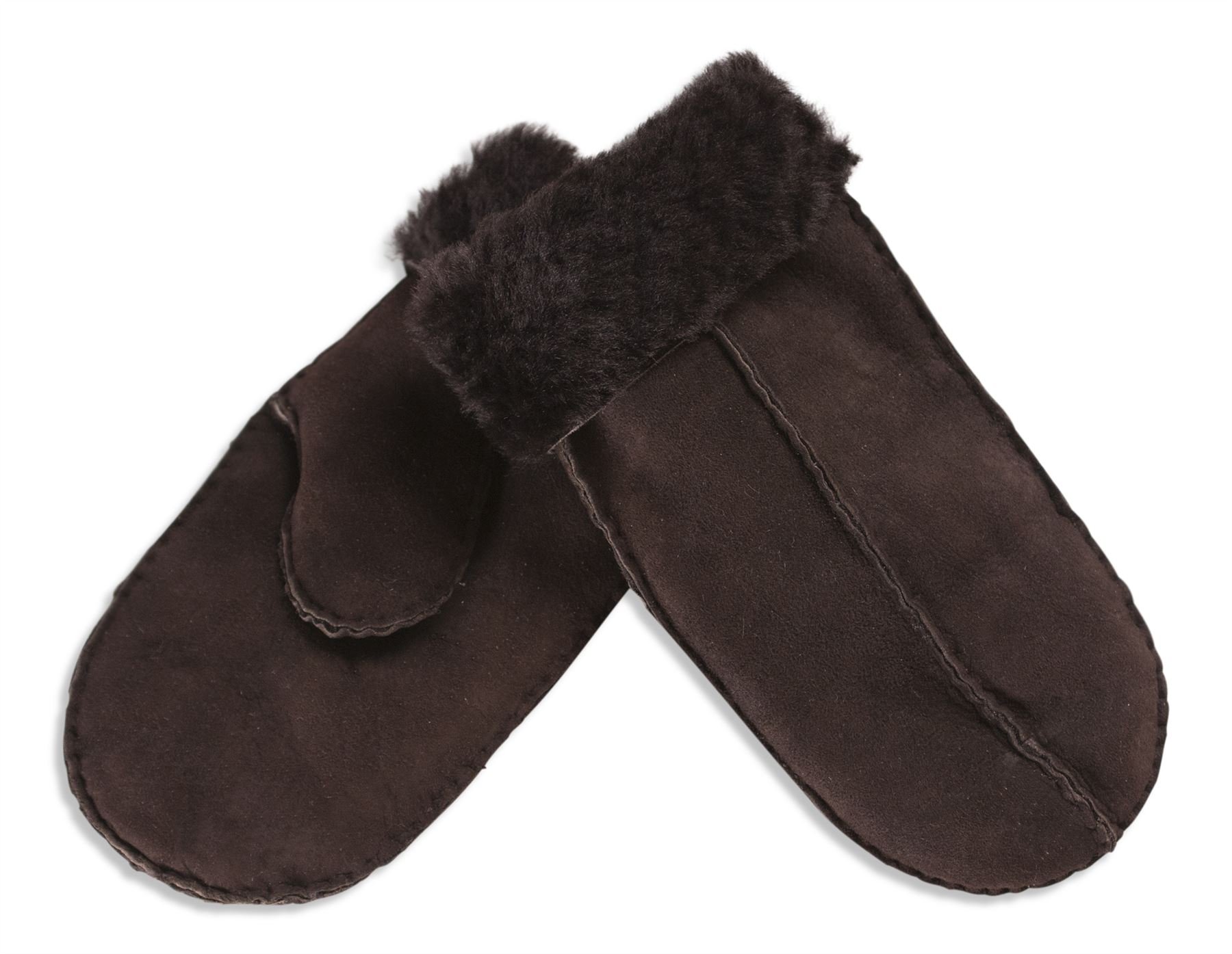 Nordvek Mens Sheepskin Mittens - Split Palm Suede Winter Gloves # 312-100 [Chocolate]