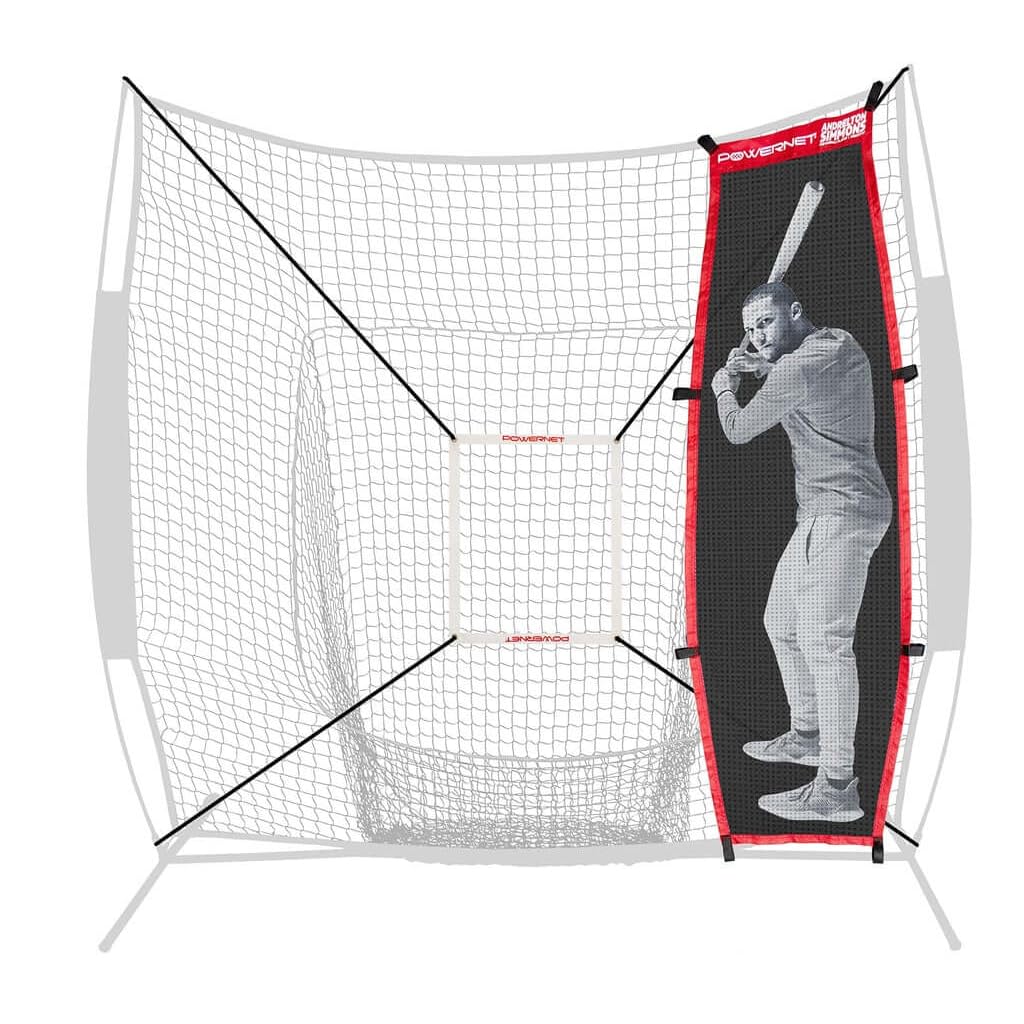 PowerNet 7x7 FT Softball & Baseball Net with Stand-in Batter & Strike Zone, Pitching Aid Attachments, Improve Accuracy, Baseball Equipment for Pitching