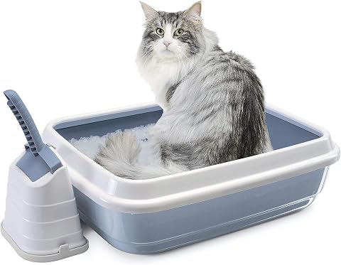 Imac Duo Açık Kedi Tuvaleti Kum Küreği Hediyeli Beyaz Mavi