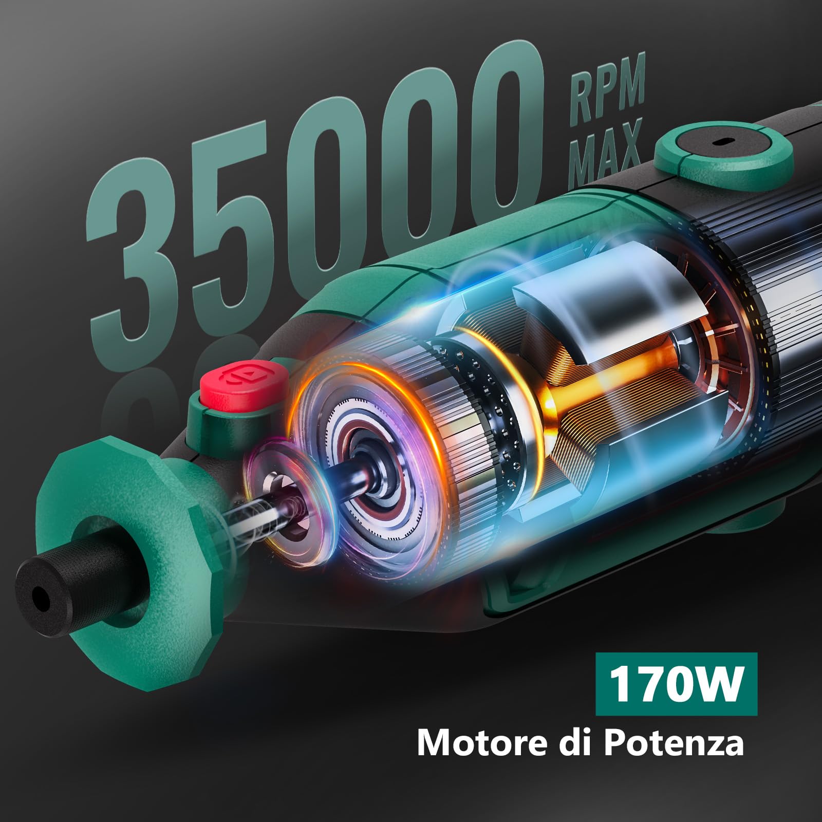 HYCHIKA 170W utensile rotante, kit di utensili rotanti a velocità variabile con albero flessibile, kit di accessori da 173 pezzi e multiutensile da 8000-35000 giri al minuto