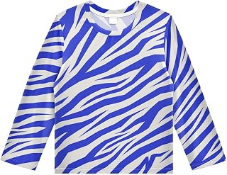 Blue Zebra Stripes Boys Rash Guard Toddler Swim Sun Shirts Long Sleeve UPF 50+ Swimwear for Boys Girls 3-12T
