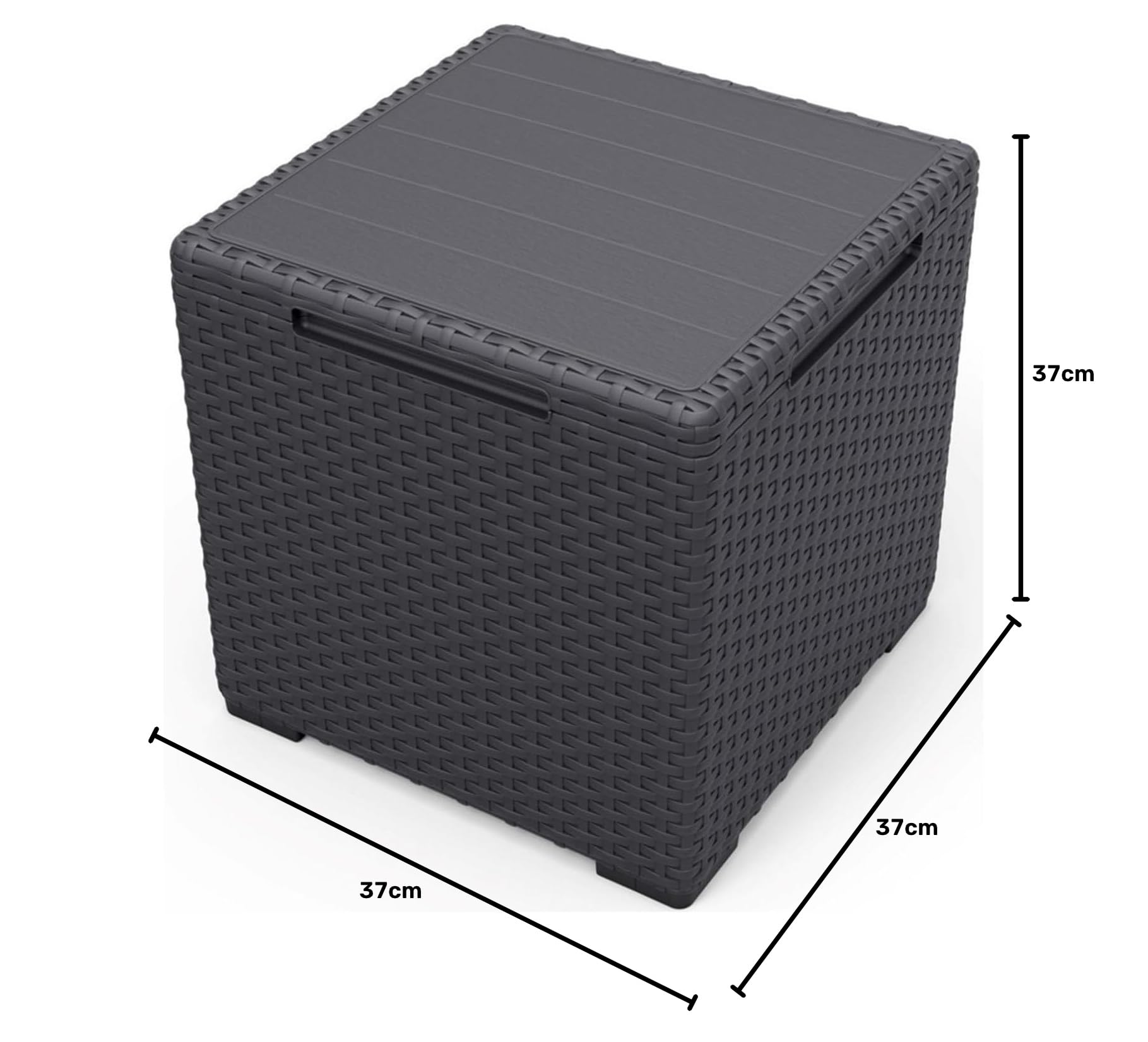 Keter Vigo Storage Box Mesa Auxiliar Mesita de Jardín con Función de Almacenamiento Adicional 37x37x37cm Caja de Almacenamiento, Grafito