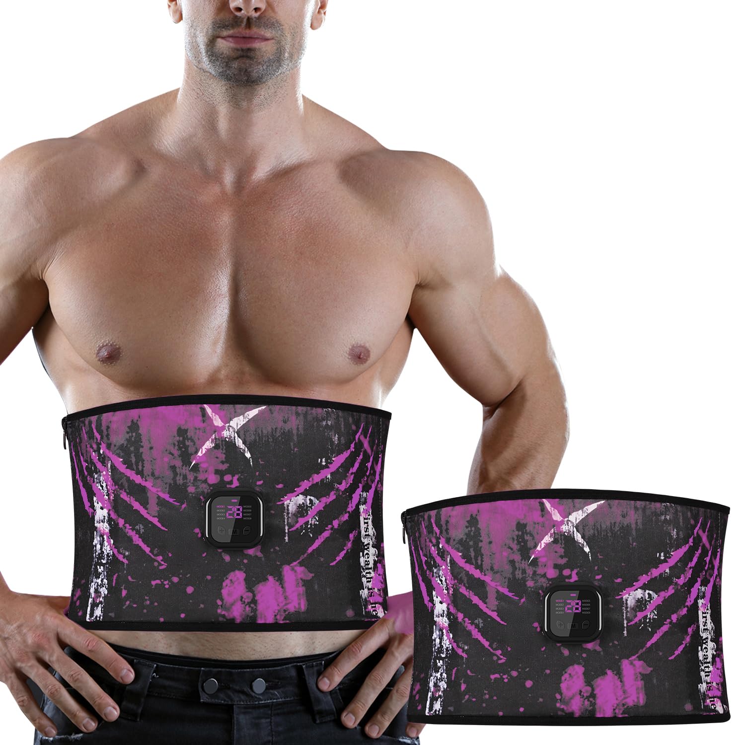 EMS腹筋ベルト　ジェルシート不要 8種類モード　30段階強度 ジェルシート不要) EMSベルト 腹筋ベルト (国内メーカー) 8枚の電極