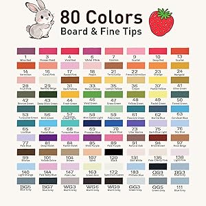 WELLOKB Alcohol Markers Set, 80 Colors Dual Tip Art Markers with Broad and Fine Tips for Adult Coloring Books, Drawing, Illustration, Sketching, No Bleed Ink Supplies