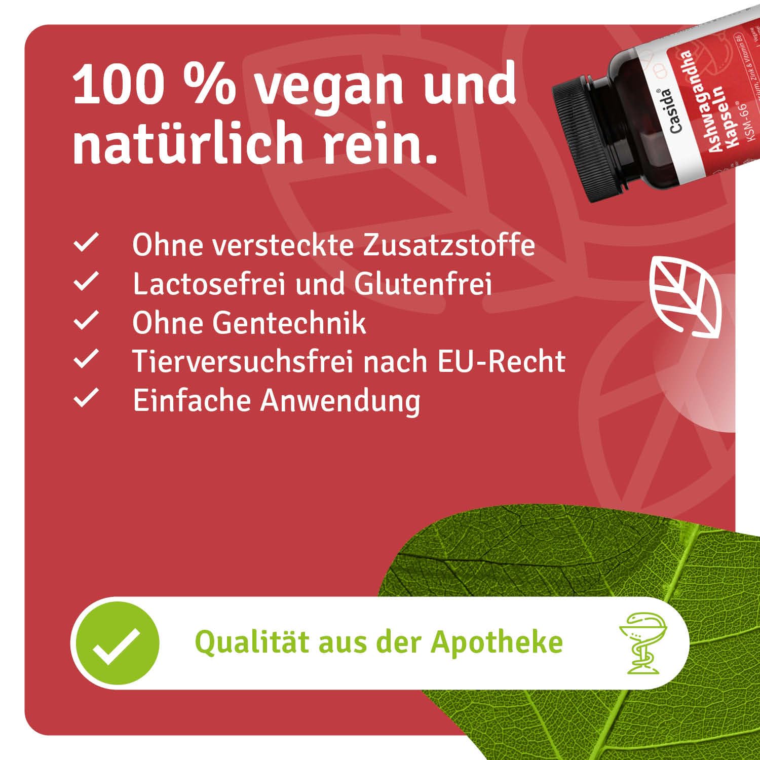Casida Ashwagandha Kapseln KSM-66 plus Magnesium, Zink und Vitamin B6 - Unterstützung von Energie & Nerven¹²³ - vegan & laborgeprüft - 90 Kapseln (Packung mit 2)