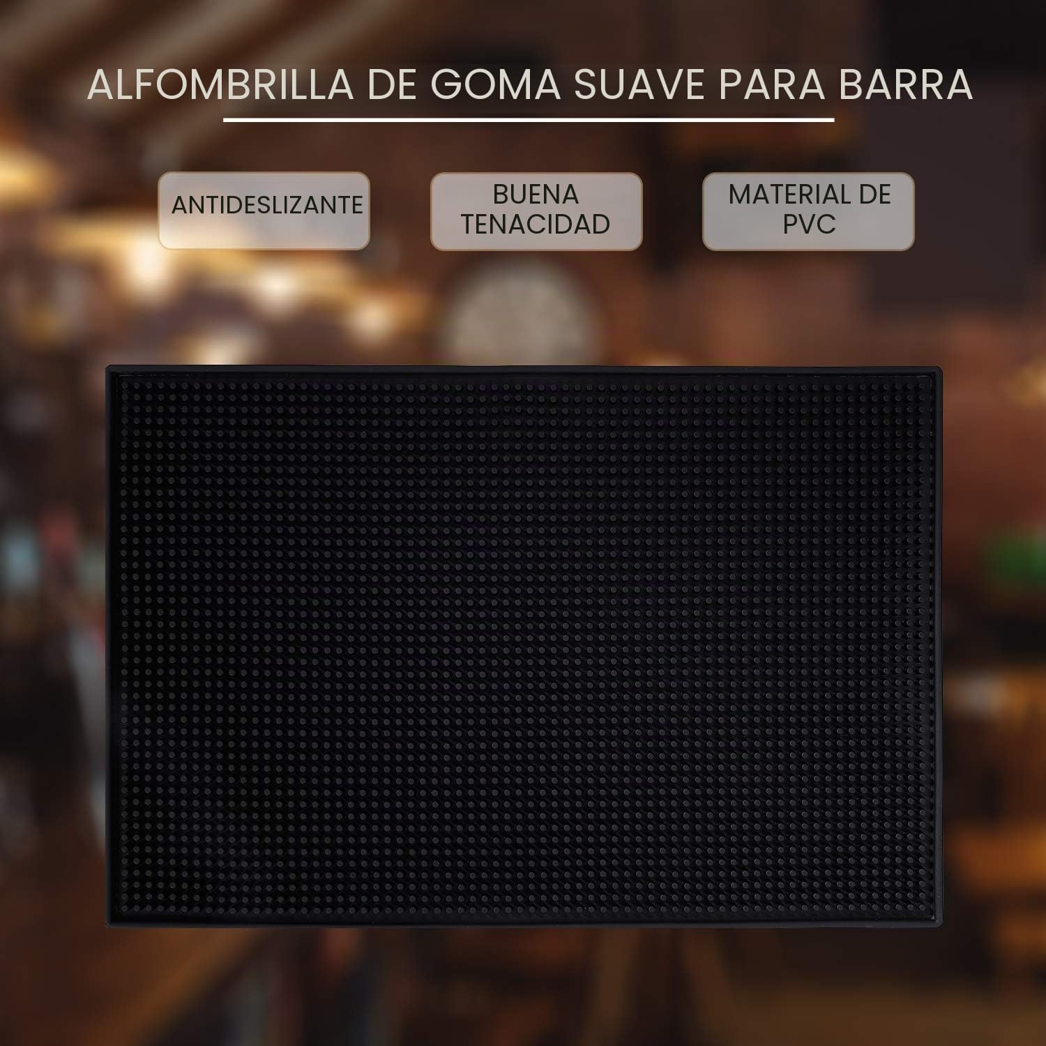 Alfombra de Bar Suave, Color Negro, PVC, Posavasos, Barra de Servir, Alfombra de Goma Impermeable, Utensilios de Cocina, 30 x 45 cm